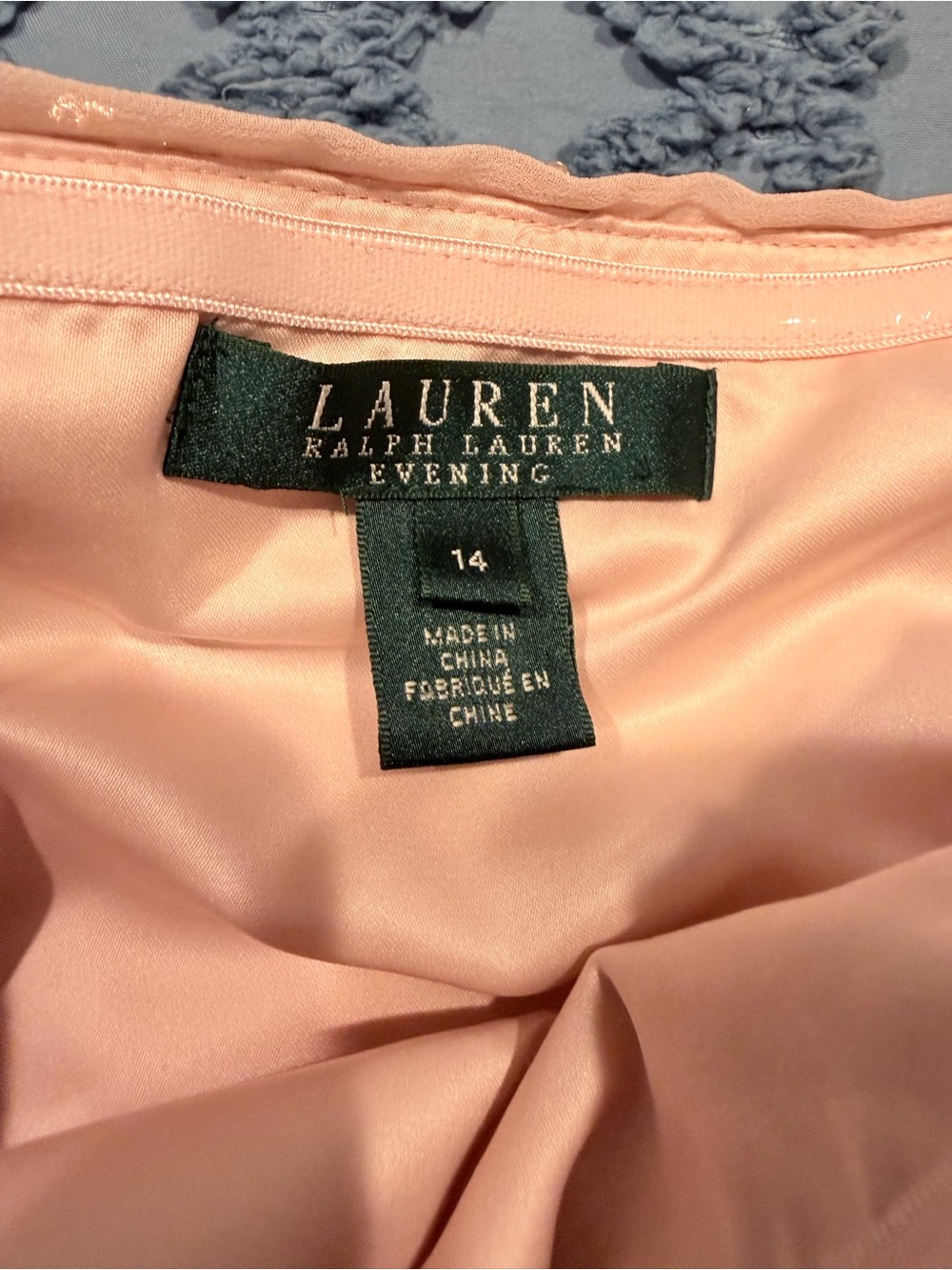 Lauren Ralph Lauren Evening Blush Pink Sequin Chiffon Gown Size 14 - Picture 6 of 11